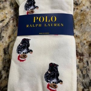Ralph Lauren logo polo bear champagne Women’s crew socks
